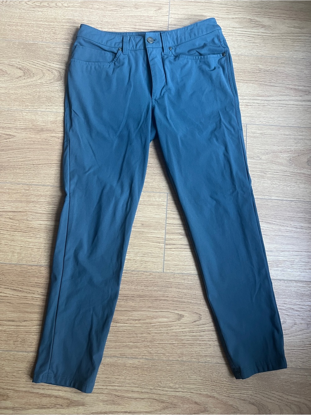 Lululemon Men’s ABC Slim-Fit Pant 28x25 Teal Blue 5 Pocket Stretch EUC